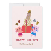 ピンクのギフトボックスを持つかわいい猫