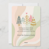 ピンクのギフトボックス ファミリーまたはビジネス フラット ホリデー カード (裏面)