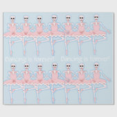 ピンクのギフトラップのハロウィーンのスケルトンのバレリーナ ラッピングペーパー (フラット)