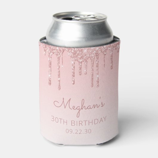 ピンクのギラギラしたドリップ 30歳の誕生日 缶クーラー (缶正面)