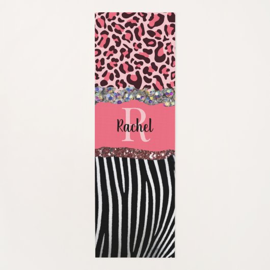 ピンクのギラギラ輝くゴージャスなグリッター プレtty ユニーク ヨガマット (正面)