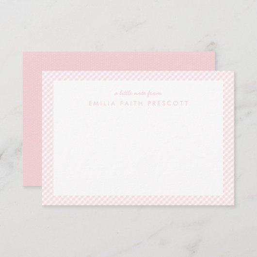 ピンクのギンガパーソナライズされたム甘い子供の文房具 (正面/裏面)