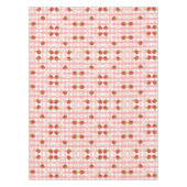 ピンクのギンガムに可愛らしいイチゴと花 テーブルクロス (正面)