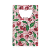 ピンクのギンガムに赤いさくらんぼ クレジットカード栓抜き (裏面)