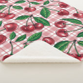 ピンクのギンガムに赤いさくらんぼ シェルパブランケット (3/4)