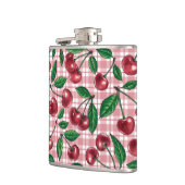 ピンクのギンガムに赤いさくらんぼ フラスク (左)