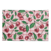 ピンクのギンガムに赤いさくらんぼ 枕カバー (裏面-左)