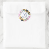 ピンクのギンガムのひまわり　サンキュー ラウンドシール (バッグ)