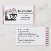 ピンクのギンガムの立場のミキサーのパン屋のケーキのクッキーカード 名刺 (正面/裏面)