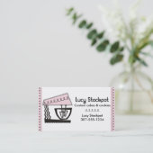 ピンクのギンガムの立場のミキサーのパン屋のケーキのクッキーカード 名刺 (スタンド正面)