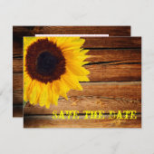 ピンクのギンガムの黄色のヒマワリのモダンな花の花嫁 セーブザデート (正面/裏面)