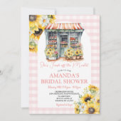 ピンクのギンガムひまわり彼女は市場から離れている 招待状 (正面)