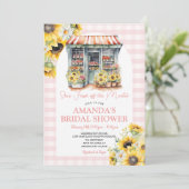 ピンクのギンガムひまわり彼女は市場から離れている 招待状 (スタンド正面)