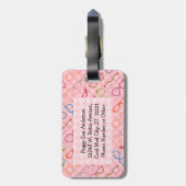 ピンクのギンガムを持つ接眼レンズのレトロのモダンなヒップスター ラゲッジタグ (裏面縦)