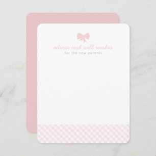 ピンクのギンガムアドバイスは赤ちゃんシャワーカードを願う アドバイスカード