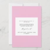 ピンクのギンガムアーチワイルドフラワーベビーシャワー 招待状 (裏面)