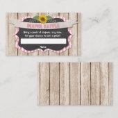 ピンクのギンガムイエローサンフラワーズベビーおむつラッフル エンクロージャーカード (正面/裏面)