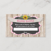 ピンクのギンガムイエローサンフラワーズベビーおむつラッフル エンクロージャーカード (正面)