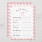 ピンクのギンガムシャワーのゲームを見つける 招待状 (正面/裏面)