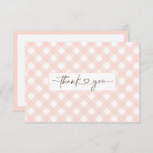 ピンクのギンガムシャワー感謝カード サンキューカード (正面/裏面)