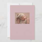 ピンクのギンガムシンプルクラシックかわいい2枚の写真誕生 案内状 (裏面)