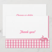 ピンクのギンガムチェック柄 招待状 (正面/裏面)