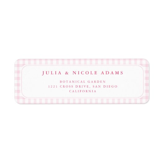 ピンクのギンガムテディベア ニュートラル ベビーシャワー ラベル (正面)