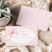 ピンクのギンガムバウ女の子シャワーおむつラッフル エンクロージャーカード