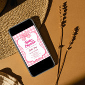 ピンクのギンガムバウ赤ちゃんシャワーかわいい女の子の赤ちゃんシャワー 招待状