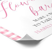 ピンクのギンガムフレッシュオフザマーケットフラワーバー看板 ポスター (角)