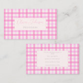 ピンクのギンガムプレイド市松模様にパターン 名刺 (正面/裏面)
