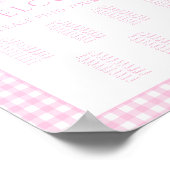 ピンクのギンガムボウ赤ちゃん女の子シャワー着座表 ポスター (角)