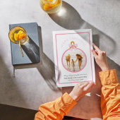 ピンクのギンガムボーコケットのクリスマスフォトカード シーズンカード