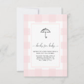 ピンクのギンガム傘のブックスリクエスト挿入カード 招待状 (正面)