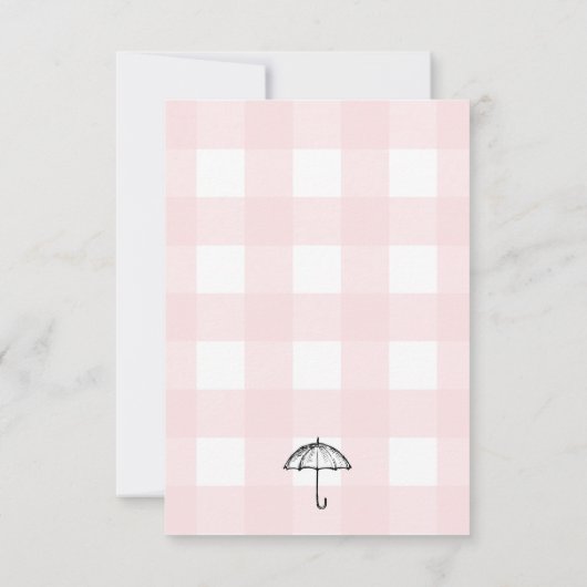 ピンクのギンガム傘のブックスリクエスト挿入カード 招待状 (裏面)