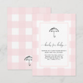 ピンクのギンガム傘のブックリクエストカード 招待状 (正面/裏面)