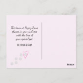 ピンクのギンガム模様のペットロス　獣医から ポストカード (裏面)