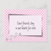 ピンクのギンガム模様のペットロス　獣医から ポストカード (正面)