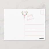 ピンクのギンガム模様のラウレルクラウンのポストカード ポストカード (裏面)