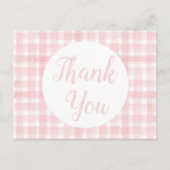 ピンクのギンガム模様のラウレルクラウンのポストカード ポストカード (正面)