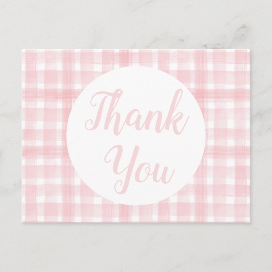 ピンクのギンガム模様のラウレルクラウンのポストカード ポストカード (正面)