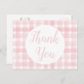 ピンクのギンガム模様のラウレルクレストのポストカード ポストカード (正面/裏面)