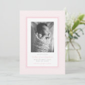 ピンクのギンガム甘いプライド誕生のお知らせ 案内状 (スタンド正面)