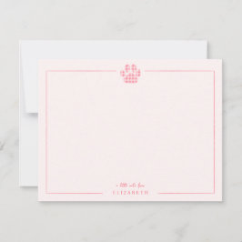 ピンクのギンガム肉球プリント ベビー キッズ パーソナライズド ノートカード