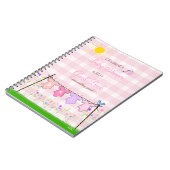 ピンクのギンガム花のベビーシャワーの来客名簿 ノートブック (左側)