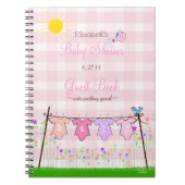ピンクのギンガム花のベビーシャワーの来客名簿 ノートブック (正面)