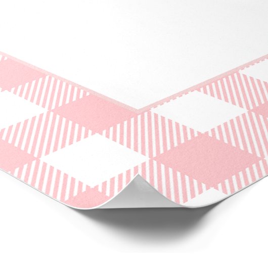 ピンクのギンガム ストロベリー ベビー 1歳の誕生日おめでとう ポスター (角)