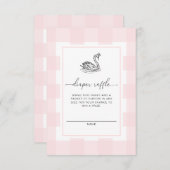 ピンクのギンガム スワン おむつくじチケット 封入 招待状 (正面/裏面)