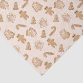 ピンクのギンジャーブレッドのクリスマスパターン 薄葉紙 (詳細)