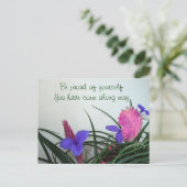 ピンクのクイルの植物はがき ポストカード (スタンド正面)